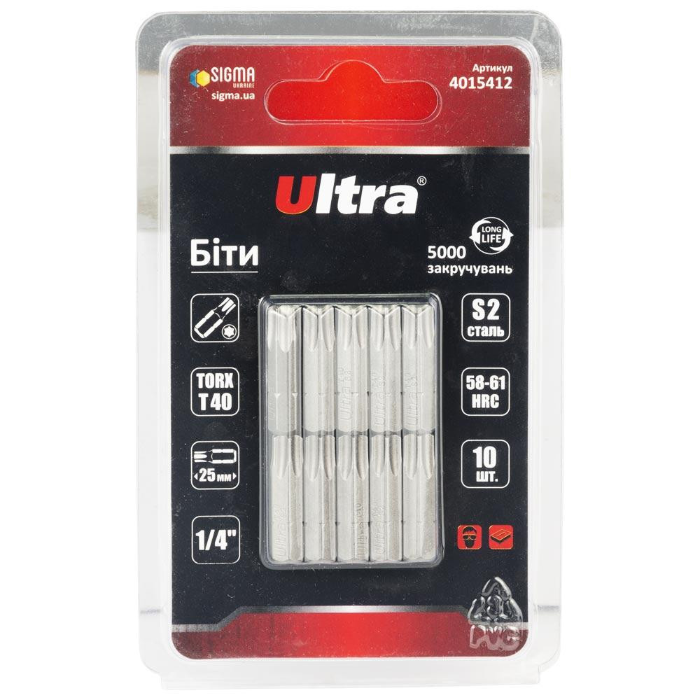 Біти TORX 40×25мм 1⁄4" 10 шт S2 (блістер) ULTRA (4015412) Київ - фото 1