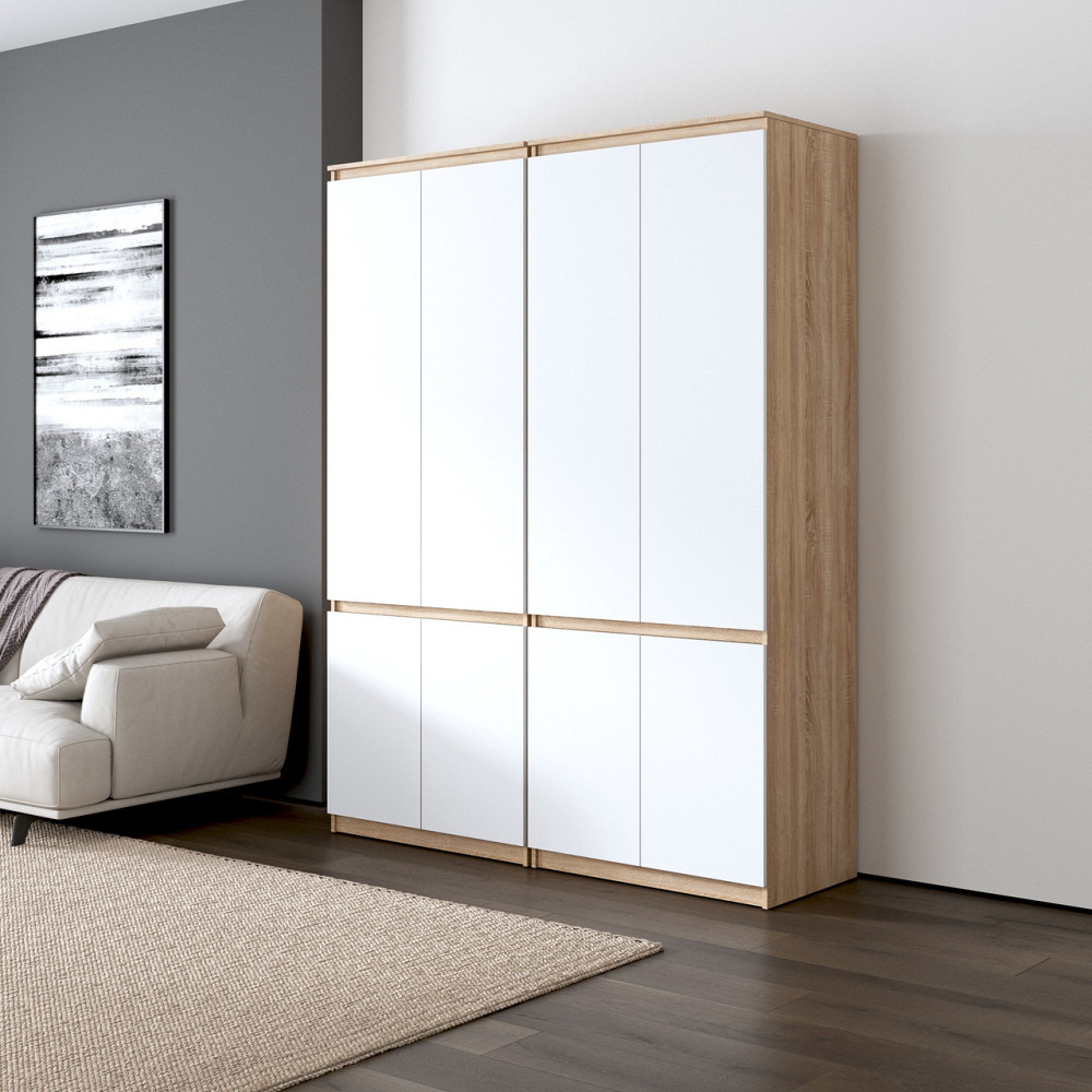 Шафа для одягу VAYS, зі штангою та полицями, комплект з 2 шаф R10+R24 Дуб Сонома-Білий фасад Львів - фото 1