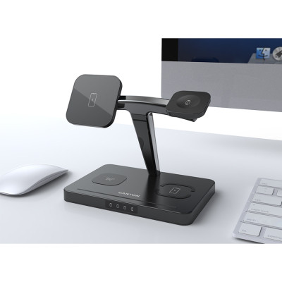 Зарядний пристрій Canyon wireless charger WS-404 15W 4in1 Black (CNS-WCS404) Вінниця - фото 4