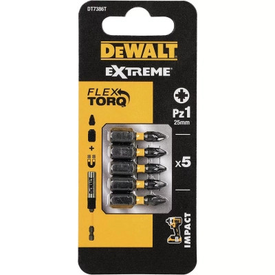 Набор бит DeWALT IMPACT TORSION, ударные, Pozidriv, Pz1, L=25 мм, 5 шт (DT7386T) Винница - изображение 1