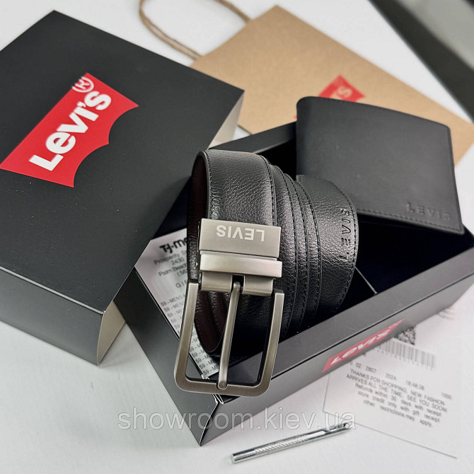 Чоловічий подарунковий набір гаманець та ремінь Levis (519) Київ - фото 3