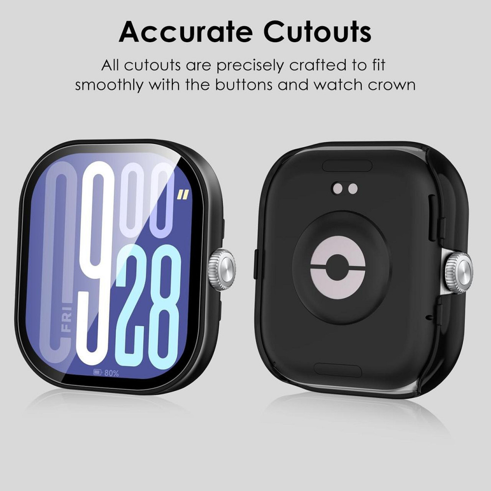 Чохол для годинника ivoler Redmi Watch 5 / Redmi Watch 4 прозорий+чорний 3 шт жорсткий PC з 9H загартованим склом тонкий захисний Київ - фото 8