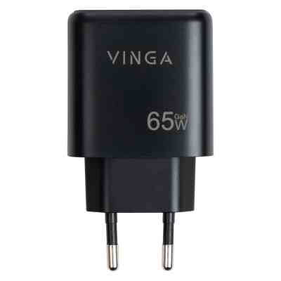Зарядний пристрій Vinga GaN 65W PD+QC 2C1A ports Wall Charger (VCPCHCCA65B) Вінниця
