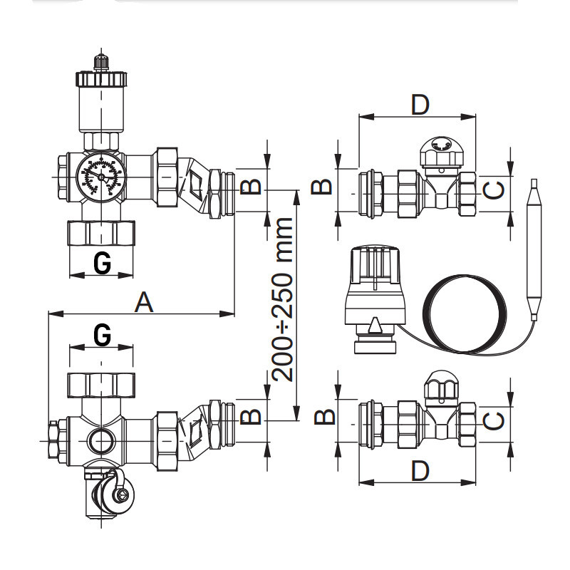 Змішувальна група термостатична з ексцентриками Roho R71-100075 - 1"х3/4" (без насосу) (RO0150) Київ - фото 6