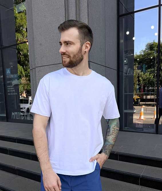 Футболка чоловіча COSY стрейч кулір, біла Київ - фото 1