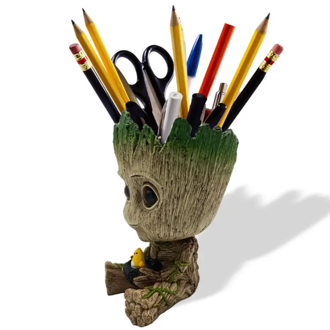 Горшочек для вазонов и канцелярии Грут Groot G9 Малыш с птенцом + круглая подставка Винница - изображение 9