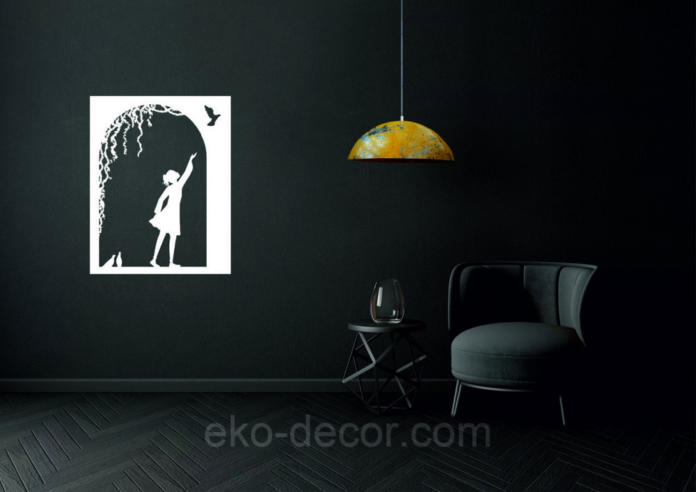 Декоративное настенное Панно «Девочка и голубь» Декор на стену 50*39 см, Белый Киев - изображение 8