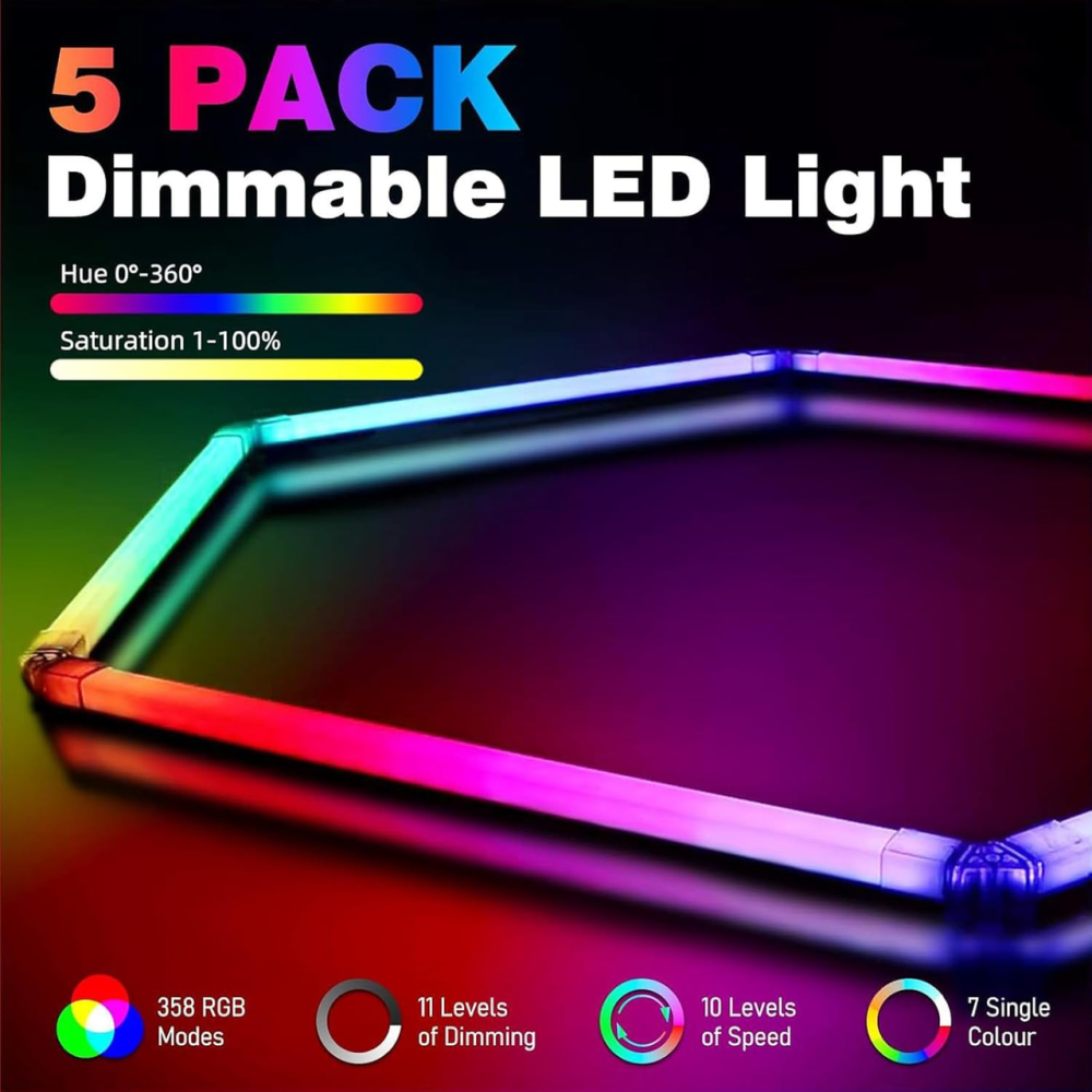 Светодиодная LED лампа Шестигранное освещение для гаража VASTFIRE RGBW: 5 шестиугольников для, мастерской, тренажерного зала Киев - изображение 3