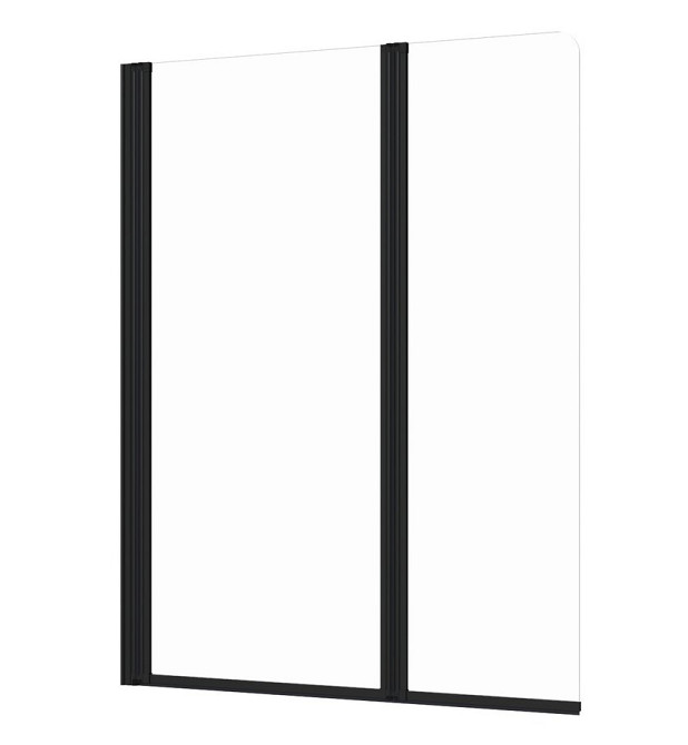 Скляна шторка для ванни AVKO Glass RDY19 60+40x140 см black перегородка для ванної Київ - фото 1