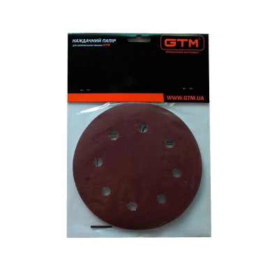 Наждачний папір GTM круг з отворами 180мм Р-150, липучка, 5шт. (SZS180L P150) Вінниця - фото 2
