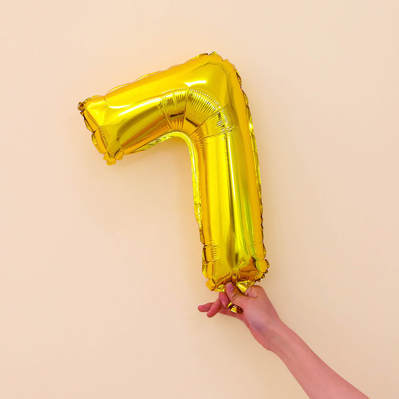 Кулька цифра 7 фольгована 16 дюймів золотистий Київ - фото 2