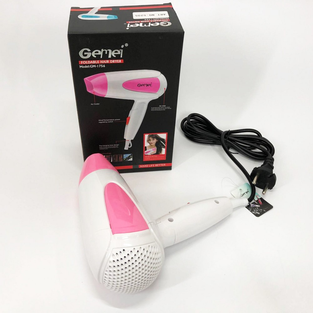 Фен с ионизацией и регулировкой температуры Gemei, Мощный универсальный фен без вреда для волос MS-75 Львов - изображение 3