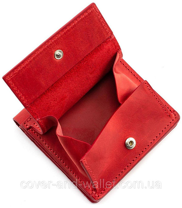 Червоний невеликий шкіряний жіночий гаманець ручної роботи Grande Pelle Lettera Київ - фото 7