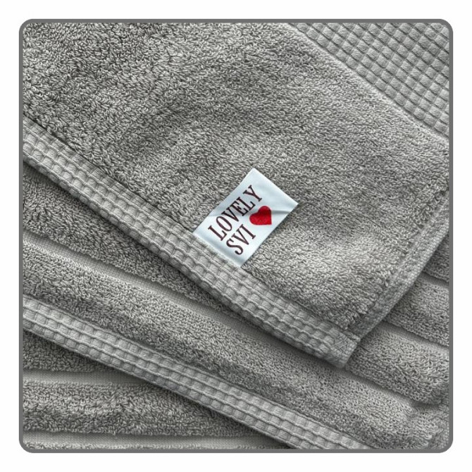Набір 2 жакардові рушники Lovely Svi для ванної, 70 х 140 см и 50 × 90 см Oxford Stripe бежево - сірий (351124) Київ - фото 4
