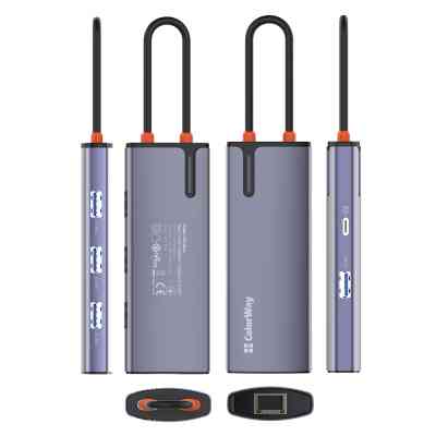 Порт-реплікатор ColorWay Docking Station USB-C 6-в-1 Type C PD 100W/USB3.0х3/USB2.0/RJ45 (CW-HUB03) Вінниця