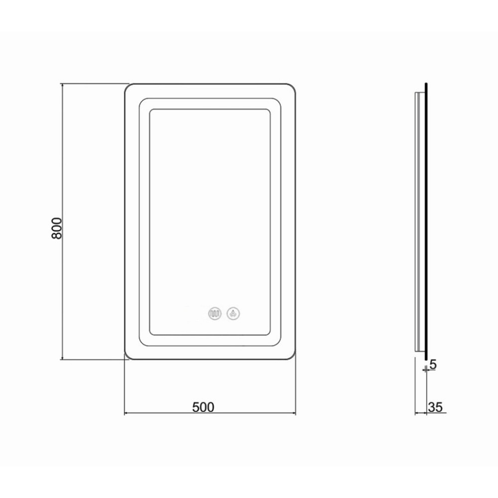 Дзеркало Qtap Mideya (DC-F911) 500х800 з LED-підсвіткою Touch, з антизапотіванням, димером QT2078F911W Київ - фото 2
