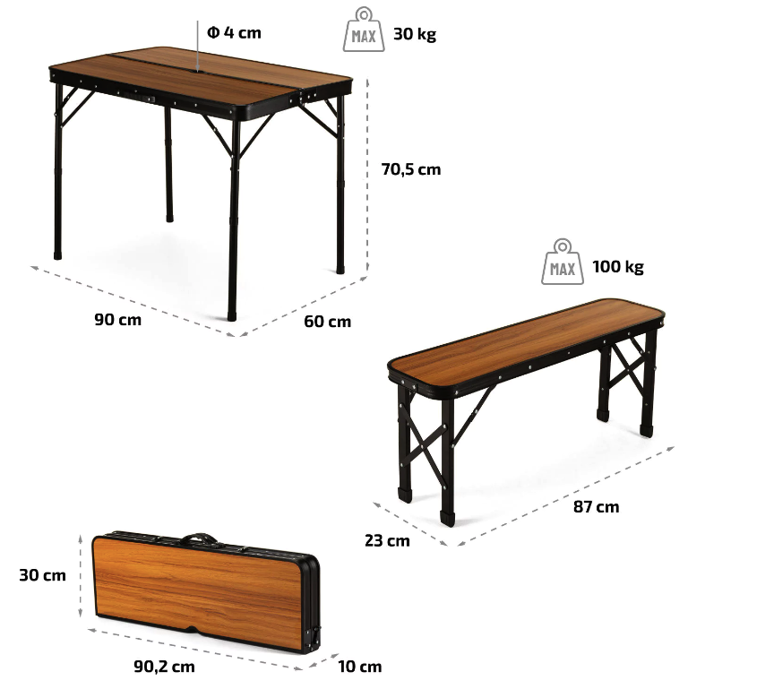 Стіл туристичний розкладний Outtec + 2 лавки коричневий Киев - изображение 3