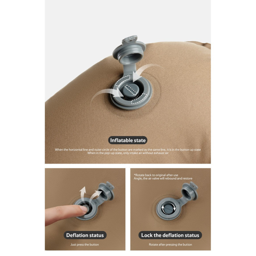 Подушка надувна ультралегка Naturehike NH17T013-Z, 42х32 см, бежева Київ - фото 3