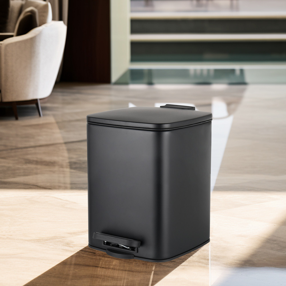 Квадратное мусорное ведро с плавным закрытием Zerix Kubix-TC0106, 6 л, черное (ZX5890) Харьков - изображение 6