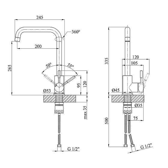Змішувач для кухні Kroner KRP Edelstahl Klassisch - ESG037 сатин Київ