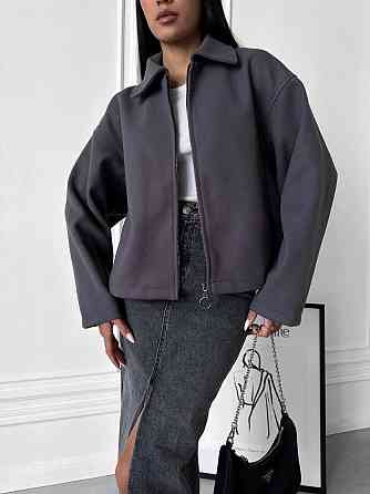 Женский теплый базовый оверсайз жакет на молнии из кашемира Одесса