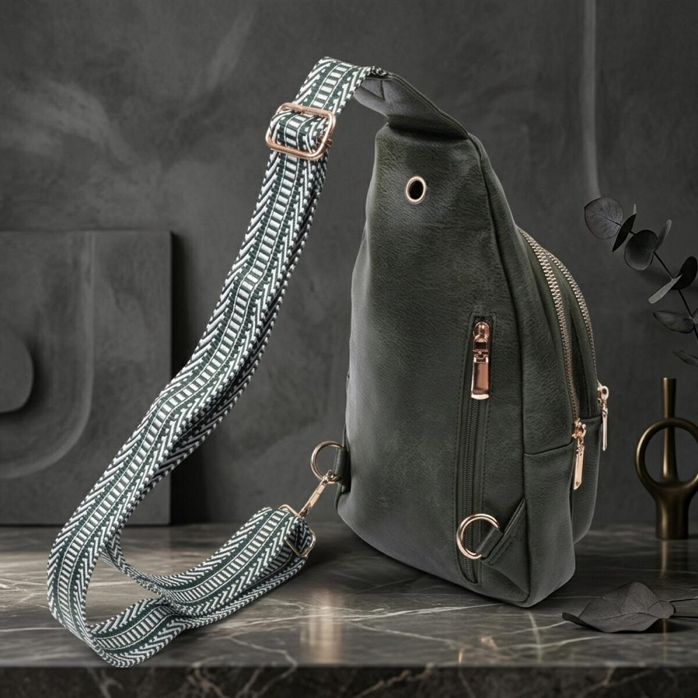 Удобная женская сумка с одной лямкой через плечо из экокожи Vintage 22756 Зеленый Киев - изображение 14