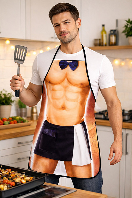 Фартук с приколом для мужчин Официант 75 на 60 см разноцветный Киев - изображение 4
