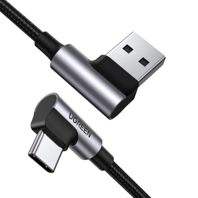 Дата кабель USB 2.0 AM to USB-C 3.0m 3A 90° corner US176 black Ugreen (70875) Вінниця - фото 9