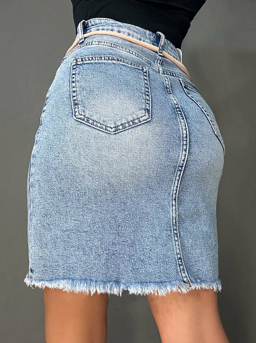 Юбка женская джинсовая Vanver 2037 короткая прямая с поясом стрейчевая голубая, голубой, 31, 31, 83 см, 105 см Киев - изображение 3