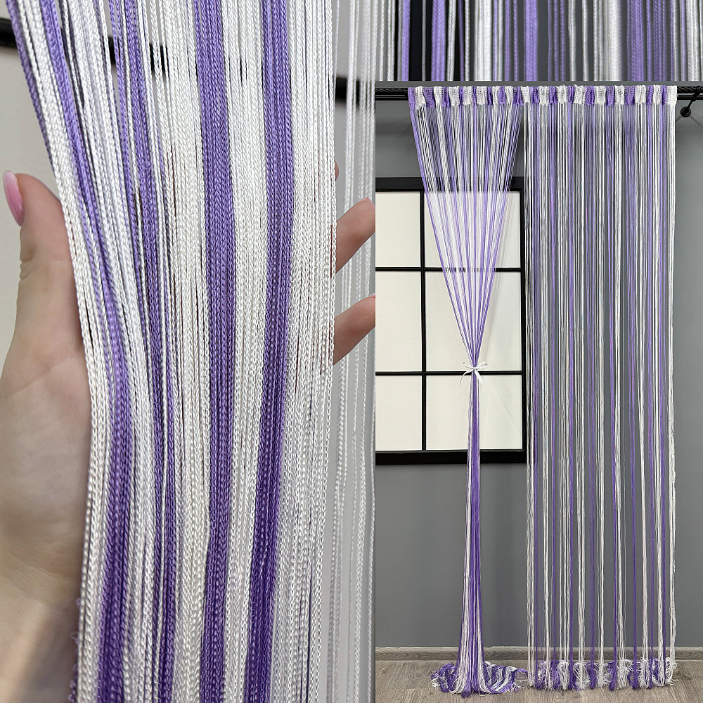 Штори-нитки "Кісея" з люрексом Бузковий з білим 300х300см 1 шт (61-096) Київ - фото 1