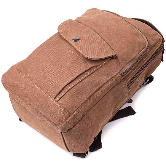 Удобный текстильный рюкзак с уплотненной спинкой и отделением для планшета Vintage sale_15078 Коричневый Киев