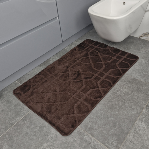 Набір килимків для ванної 2шт 60*100см+50*60см U-виріз Геометрія Standard шоколадний поліпропілен Дариана Житомир - фото 2