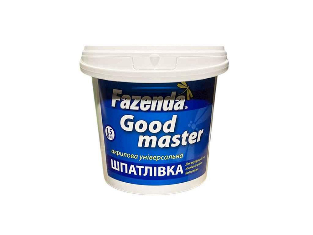 Шпаклівка 1,5кг Бiлий акрилова універсальна Good Master ТМ FAZENDA Київ - фото 1