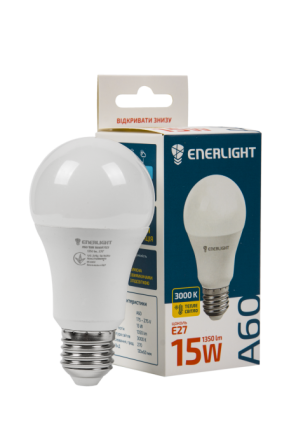 Светодиодная лампа ENERLIGHT A60 15Вт 3000K E27 Ровно