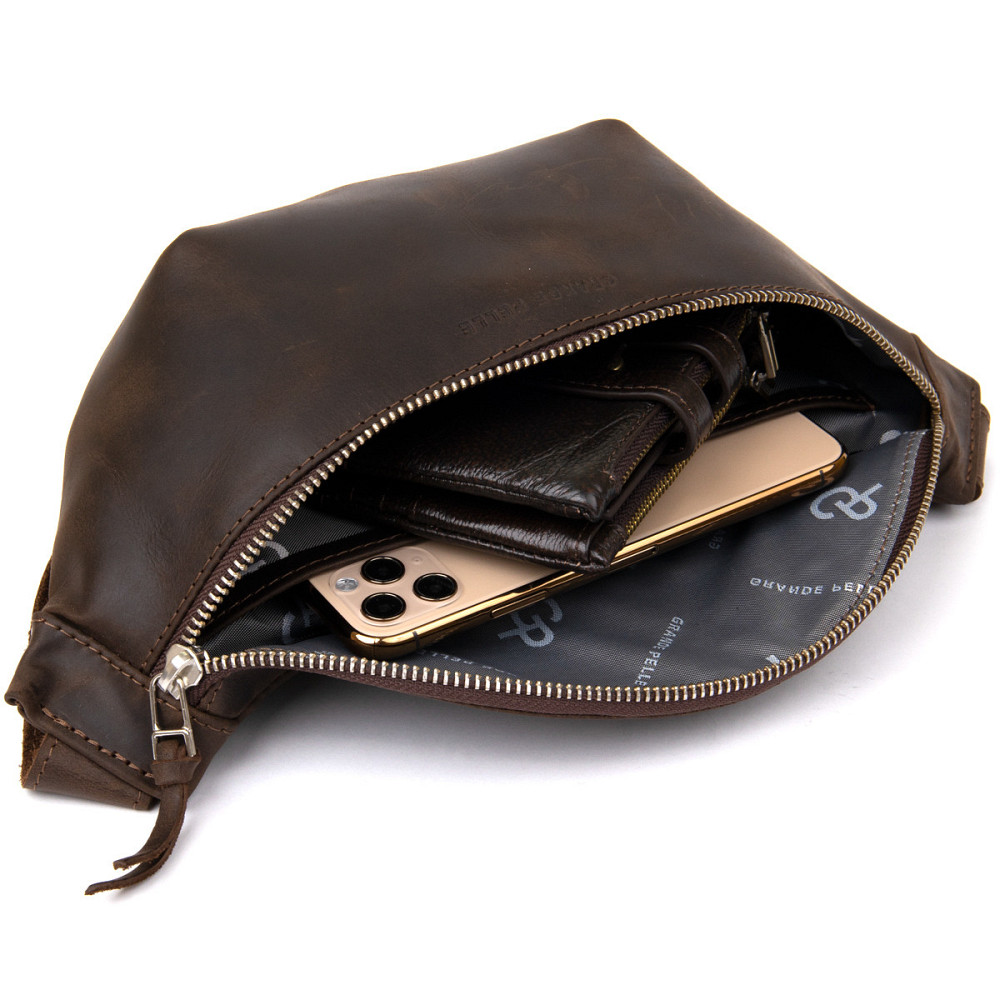 Бананка в матовій шкірі Коричнева (GRANDE PELLE) Київ - фото 10