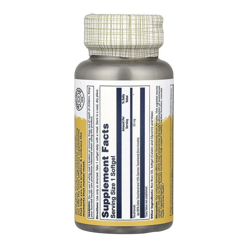 Вітамін E Solaray Vitamin E Tocotrienols, Annatto 50mg 60 гел капс Київ - фото 2