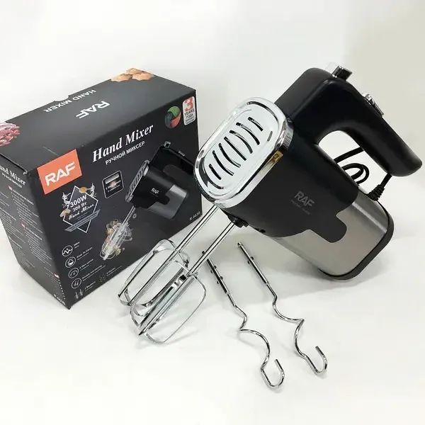 Міксер ручний для кухні 300 Вт на 5 швидкостей RAF R-6630 ркжим турбо, 4 насадки для збивання та замісу, PT Одеса - фото 2