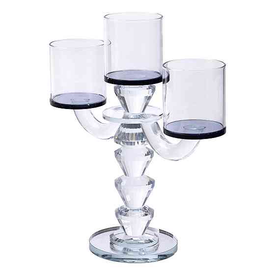 Чорний канделябр на 3 свічки з декоративного скла Київ