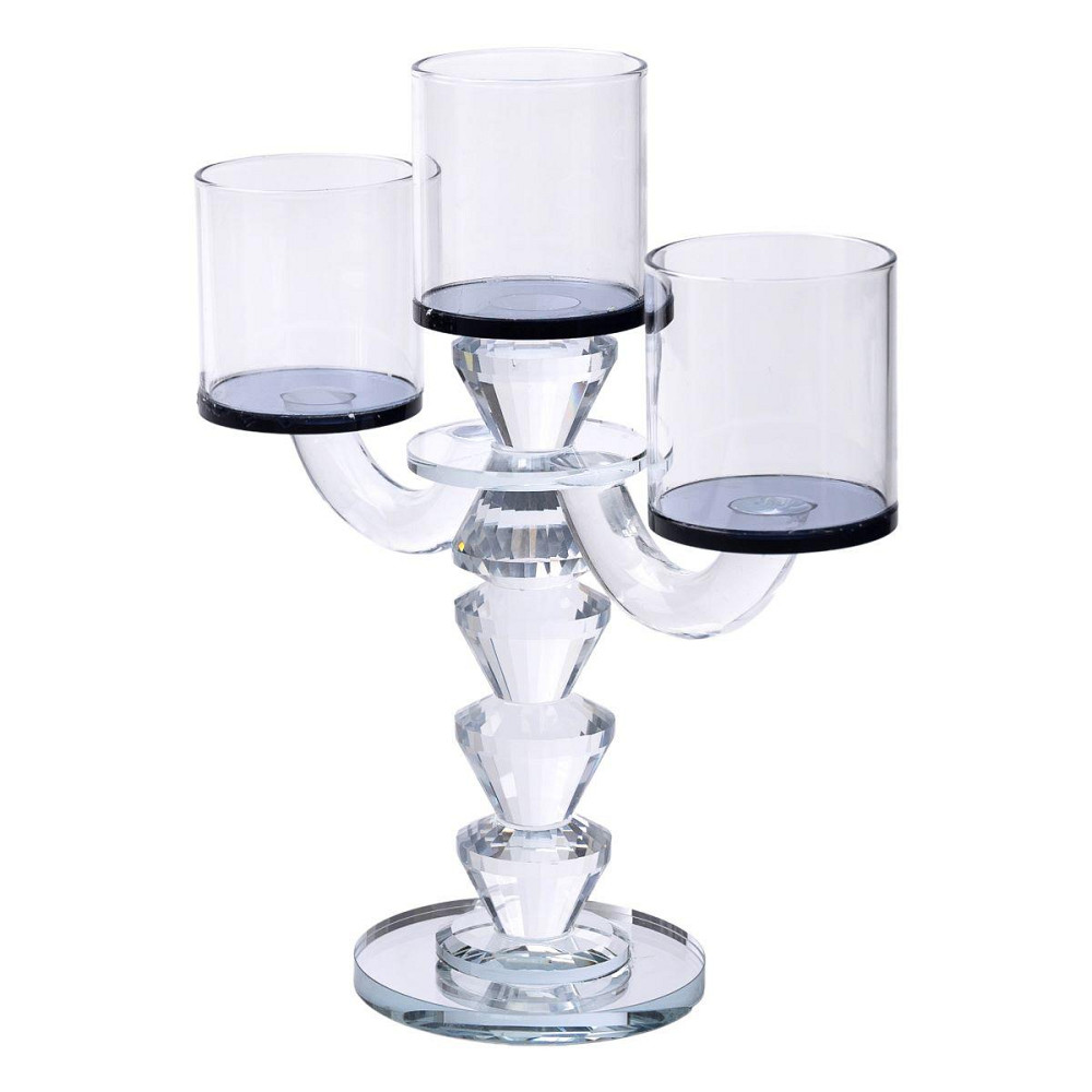 Чорний канделябр на 3 свічки з декоративного скла Київ - фото 3