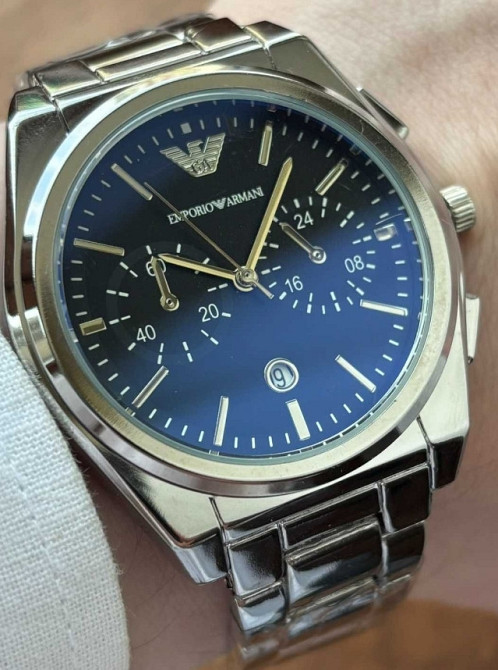 Чоловічий годинник Emporio Armani на браслеті срібного кольору з датою Київ - фото 3