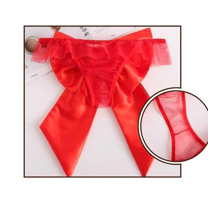 Сексуальные трусики с бантом - Красный - S/M – Эротическое бельё Винница - изображение 7