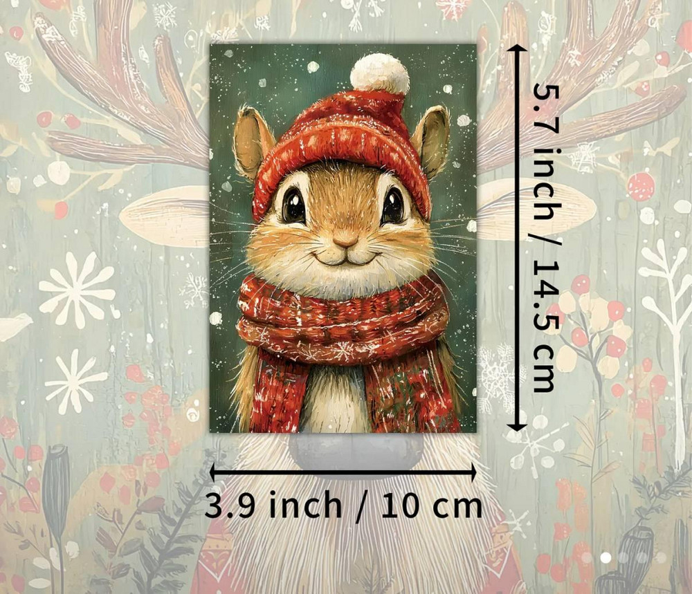 Рождественские открытки с животными – набор 10 шт, винтажный стиль Киев - изображение 3