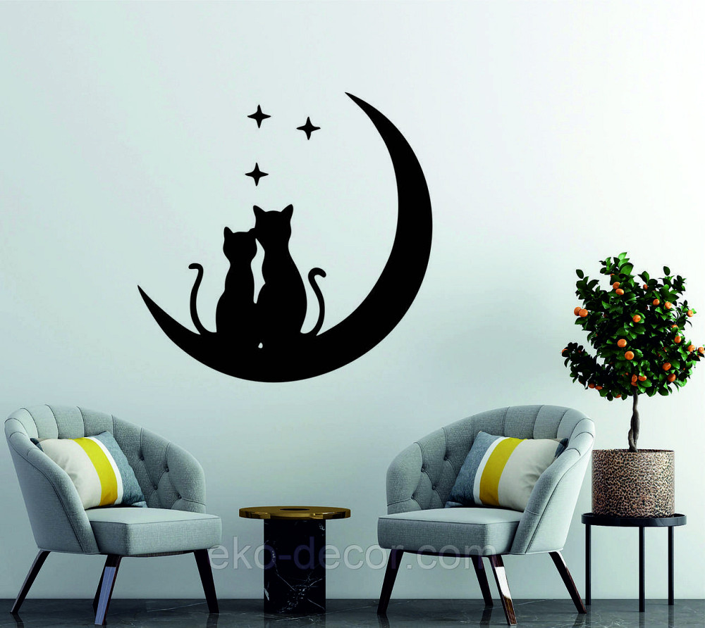 Декоративное настенное 3D Панно «Коты» Декор на стену с объемом 70*70 см, Черный Киев - изображение 2