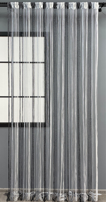 Шторы-нити с люрексом Черный с серо-белым 300х300см 1 шт (61-076) Киев - изображение 3