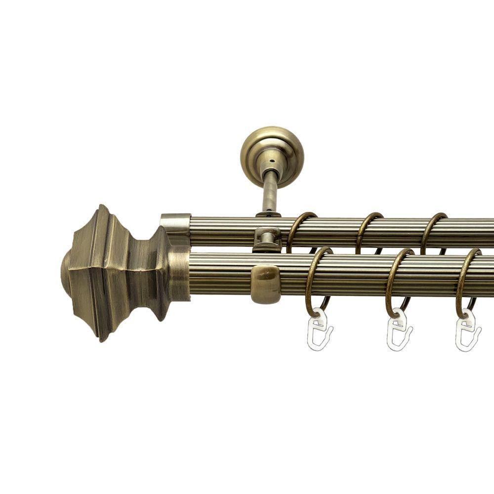 Карниз Orvit Борджеза металевий дворядний відкритий рифлена труба кільце металеве Антик 25\19 мм 160 см Львов - изображение 1