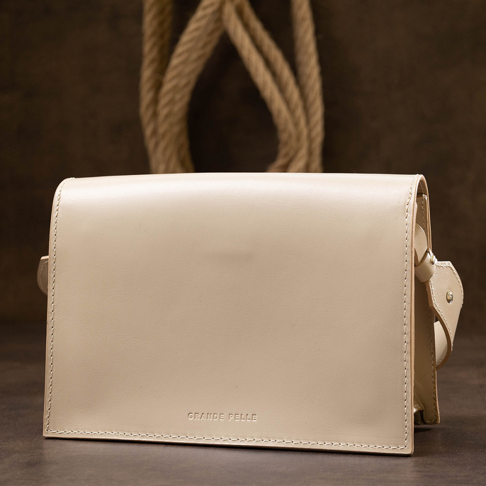 Кожаная женская сумка GRANDE PELLE 11568 Бежевый Киев - изображение 1