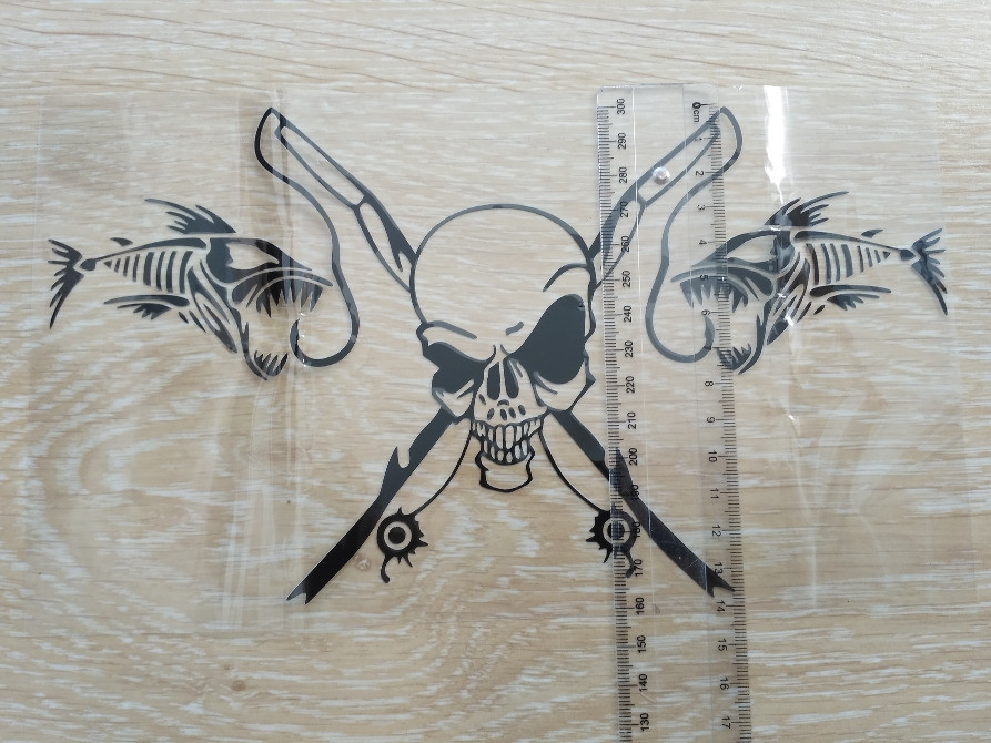 Наклейка на авто Рыбаловный череп Чёрная Киев - изображение 3