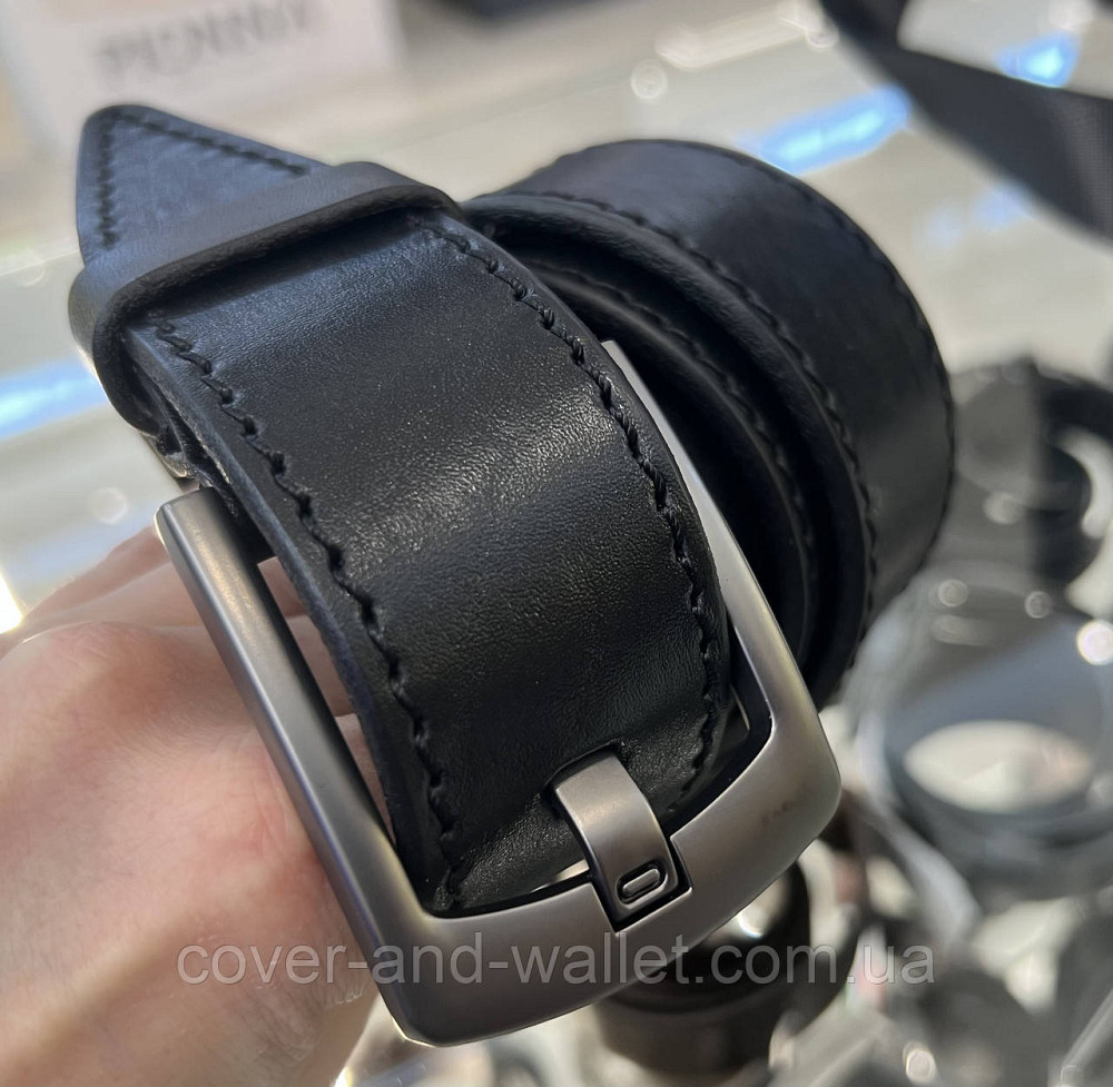 Широкий мужской джинсовый ремень из натуральной кожи черного цвета 40 мм PS Leather Киев - изображение 2