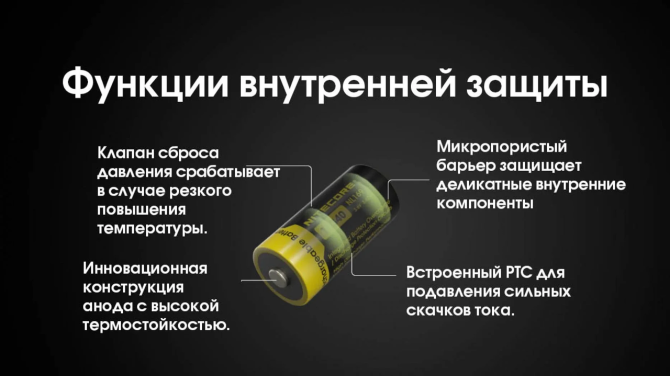 Аккумулятор Li-Ion CR123A Nitecore NL169 950mAh 3.6V защищенный (Черно-желтый) Винница - изображение 5