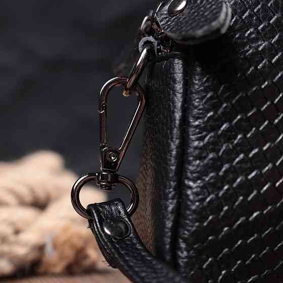 Компактна сумка для жінок на два відділення з натуральної шкіри Чорний (Vintage) Київ